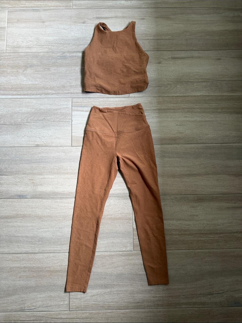 Beyond Yoga Ribbed High-Rise Leggings and Crop Tank - Rust